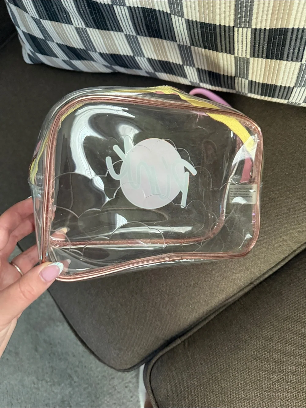 PINK Victoria's Secret Clear Cosmetic Bag with Pink Trim